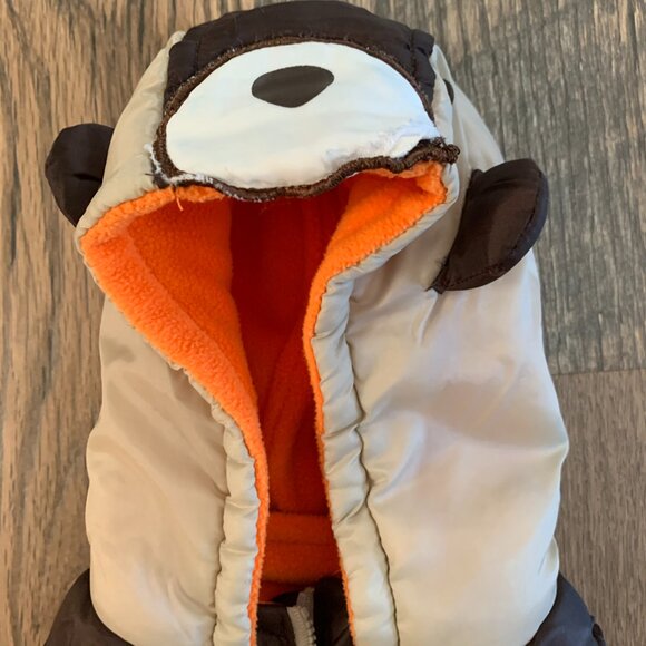 18 month Brown and Tan Bear Vest with Fleece Lining and Bear Face Hood - Picture 4 of 6